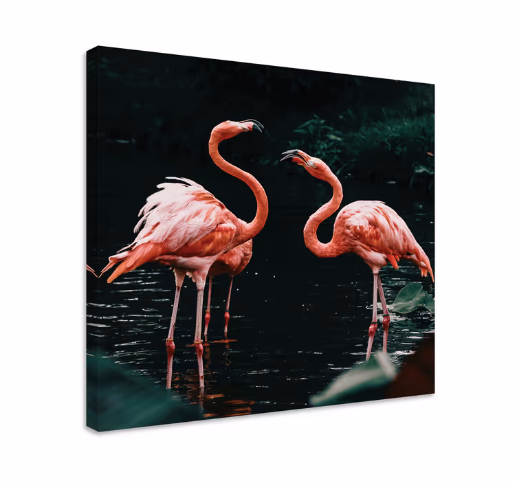 Canvas schilderij vogels flamingo's bij dusk - TenStickers
