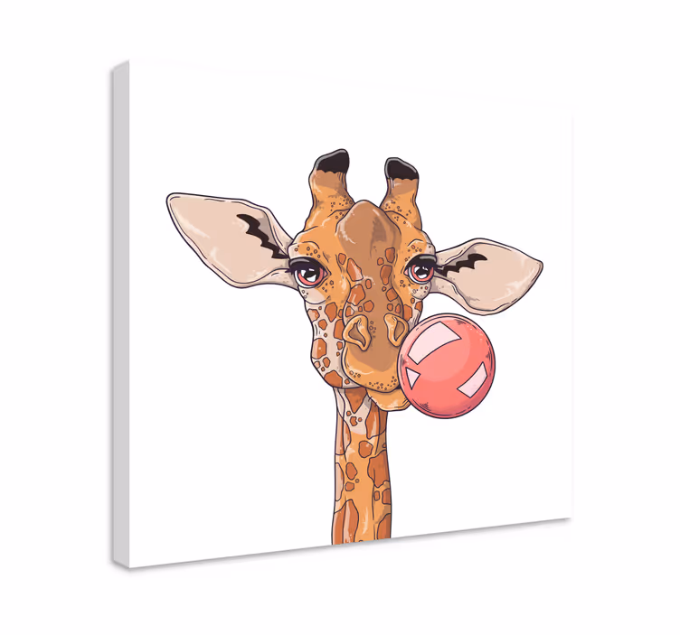 Canvas schilderij dieren giraffe met bubbles - TenStickers