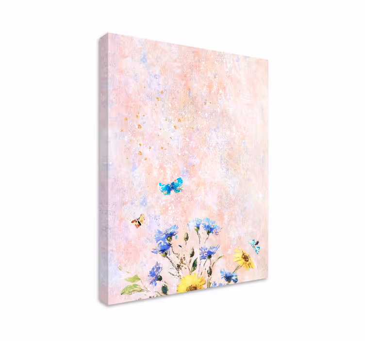 Canvas schilderij bloemen en planten delicate bloemenscène - TenStickers