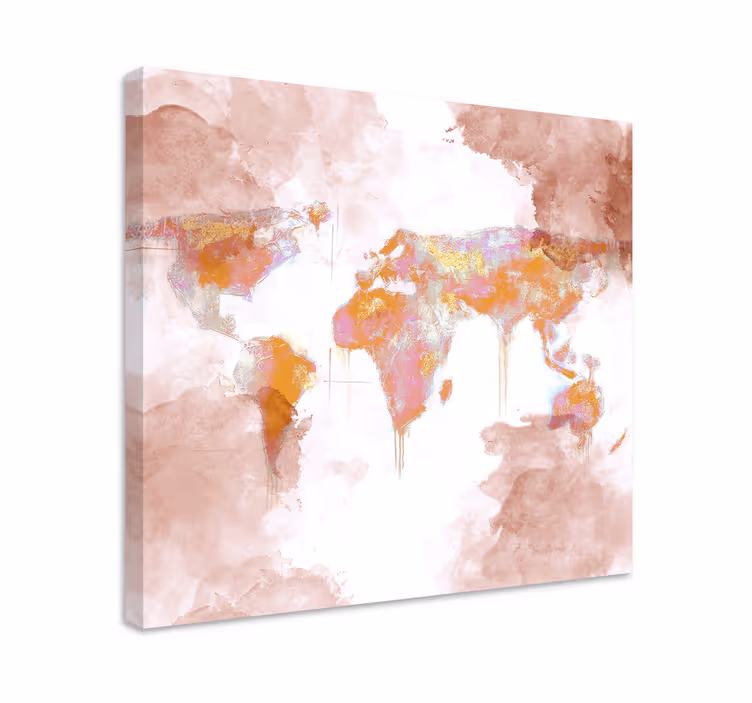 Wereldkaart canvas schilderij artistieke wereldkaart - TenStickers