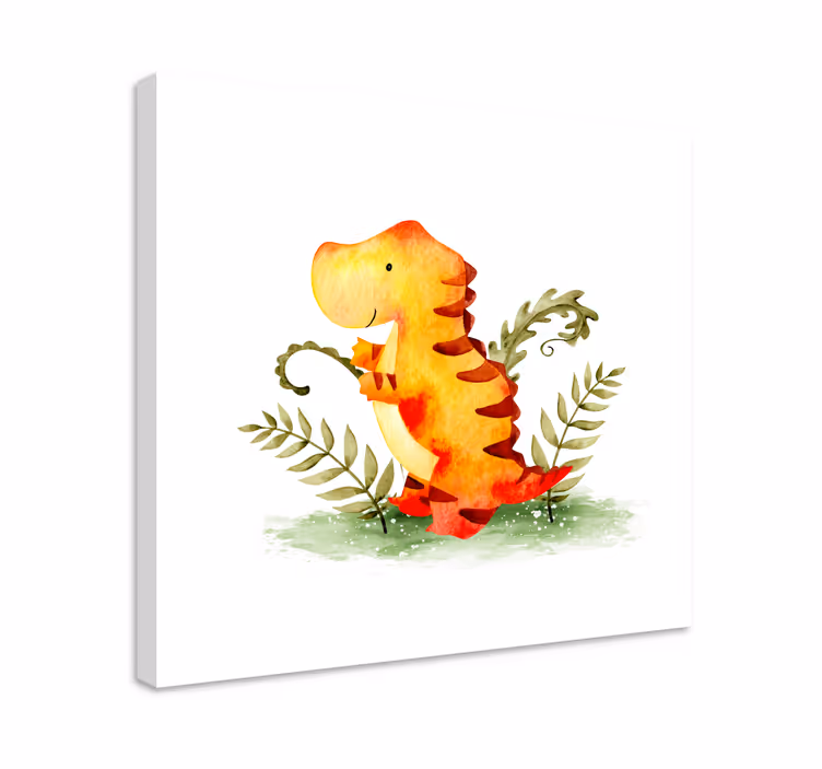 Canvas schilderij dinosaurus schattige baby dinosaurus - TenStickers