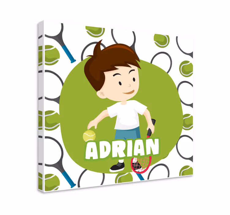 Canvas schilderij kinderen met gepersonaliseerde tennisbal - TenStickers