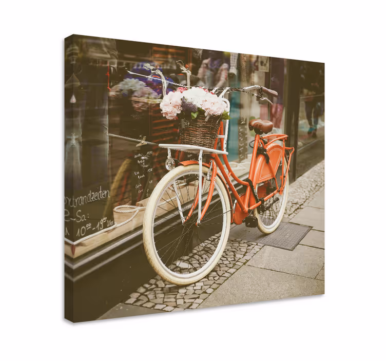 Canvas schilderij landen en steden fietsen display - TenStickers