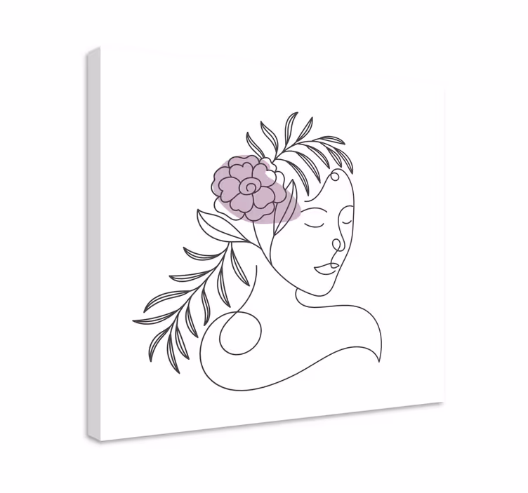 Canvas schilderij bloemen en planten gezichten lijntekening - TenStickers