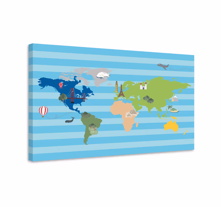 Wereldkaart canvas schilderij creatieve wereldkaart - TenStickers