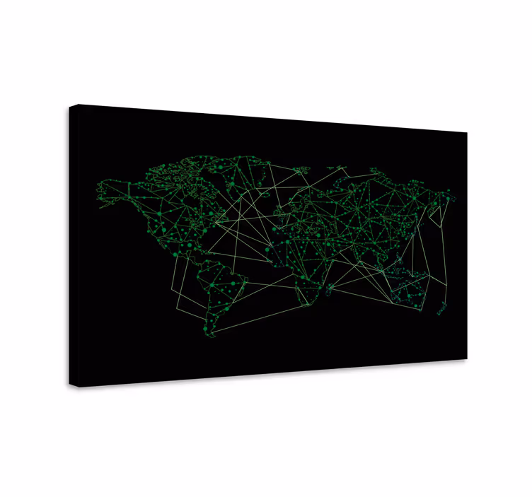 Wereldkaart canvas schilderij netwerkconnectiviteitskaart - TenStickers