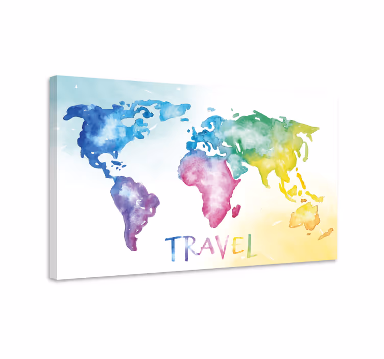 Wereldkaart canvas schilderij reiskaart - TenStickers