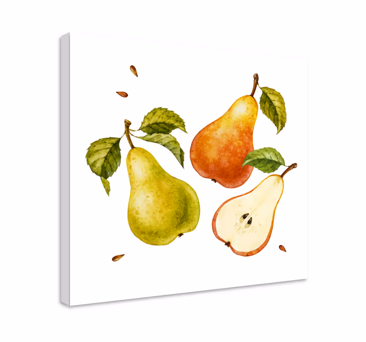 Trio van verse peren Canvas stilleven en fruit - TenStickers
