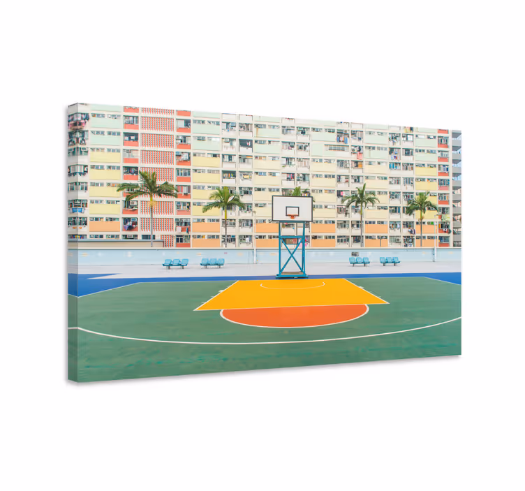 Levendig basketbalveld canvas schilderij sporten - TenStickers