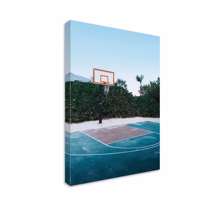 Canvas schilderij sporten basketbalscene op het veld - TenStickers