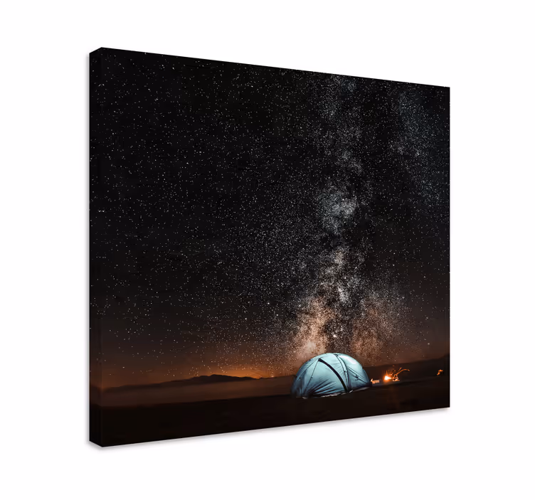 Canvas landschap Nacht kamperen in de bergen - TenStickers