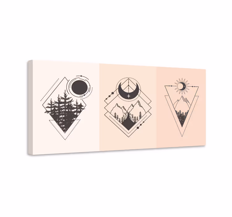 Berg geometrisch embleem Geometrische canvas schilderij - TenStickers