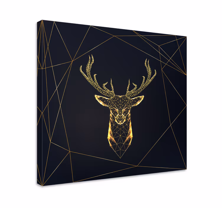 Canvas schilderij Geometrische hert met goud - TenStickers