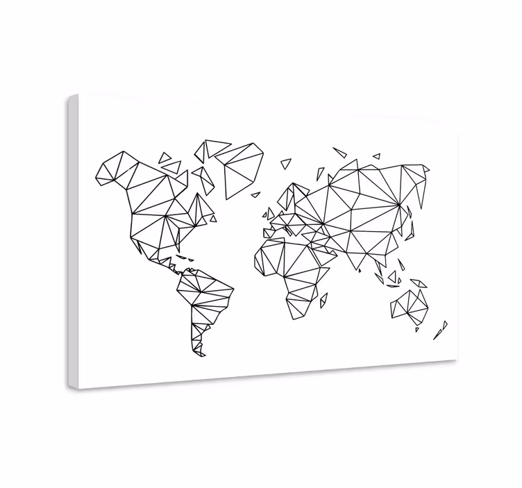 Wereldkaart canvas schilderij geometrisch universum schema - TenStickers