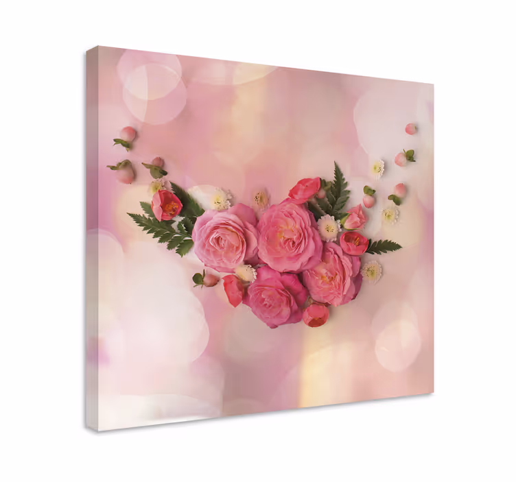 Canvas schilderij bloemen en planten roze bloemenboeket - TenStickers