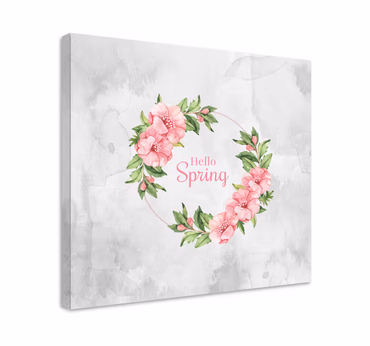 Canvas schilderij bloemen en planten groet in cirkel - TenStickers