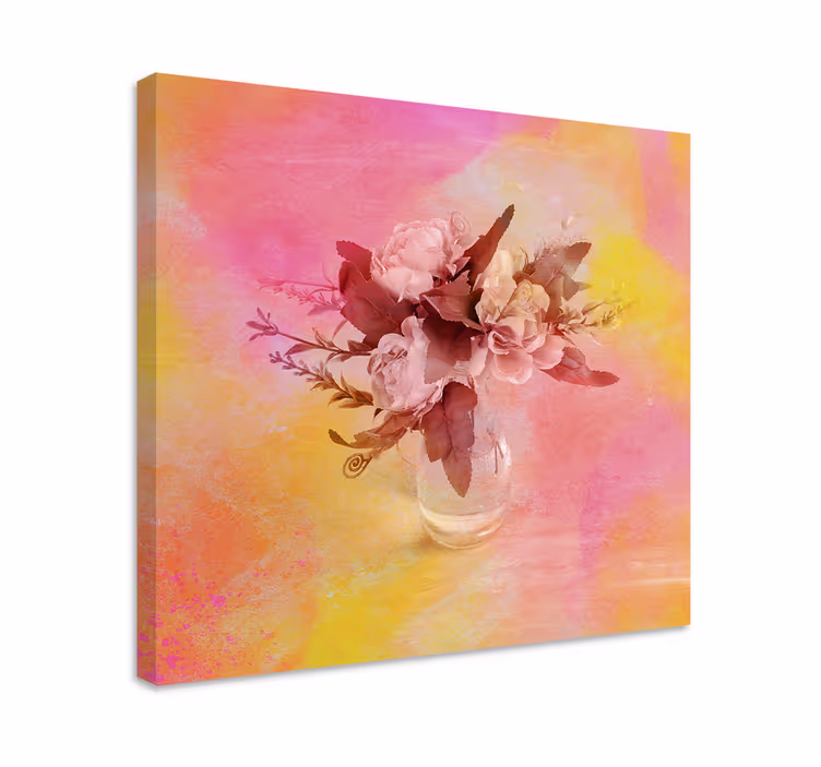 Romantisch bloemstuk Canvas schilderij bloemen en planten - TenStickers