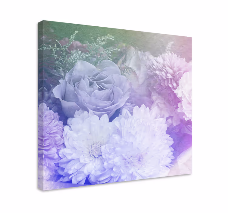 Zacht bloemstuk Canvas schilderij bloemen en planten - TenStickers