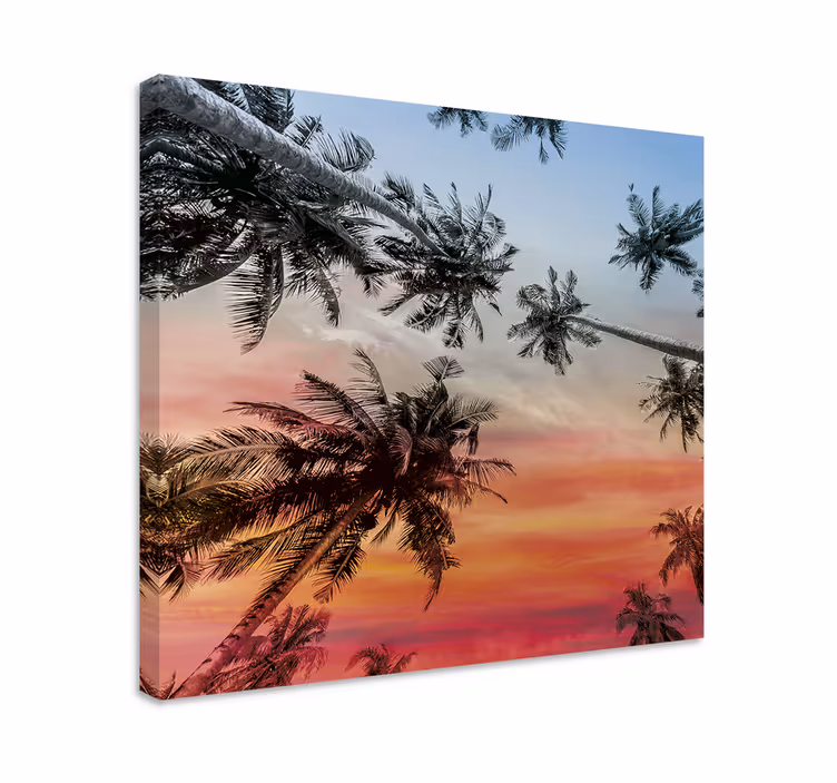 Canvas landschap palmboom silhouet - TenStickers
