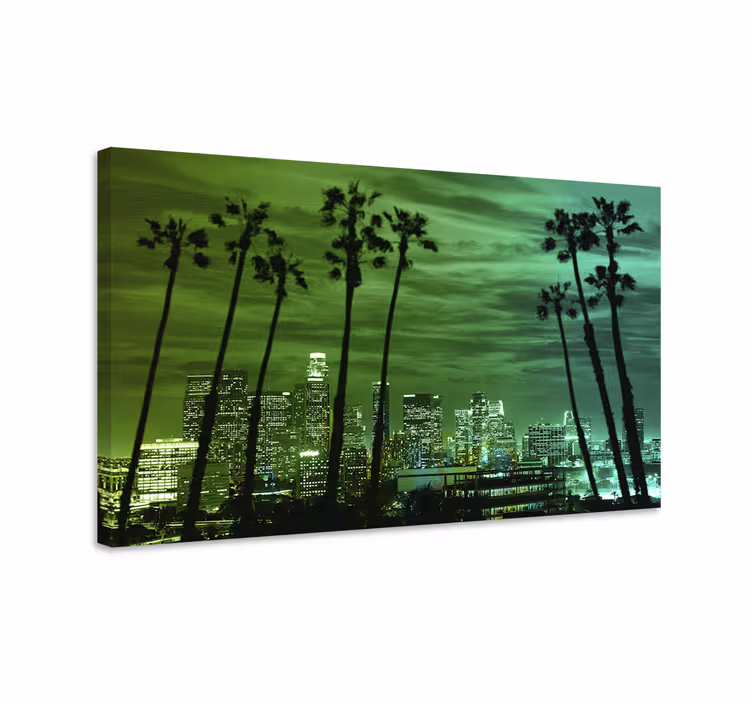 Canvas schilderij landen en steden palm trees skyline - TenStickers