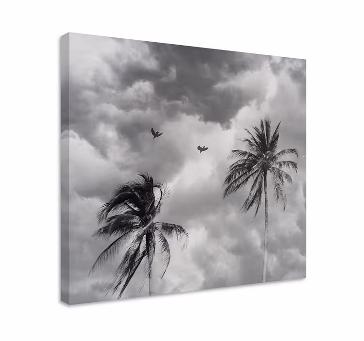 Canvas schilderij bloemen en planten palmboom contouren - TenStickers