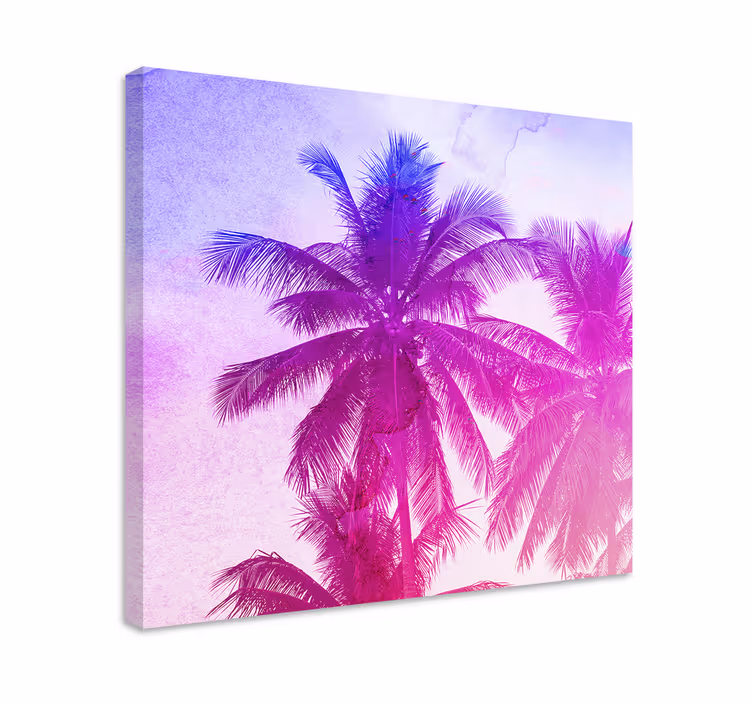 Canvas schilderij bloemen en planten palmboom silhouet - TenStickers