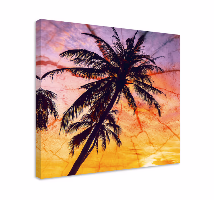 Canvas schilderij bloemen en planten palmboom silhouetten - TenStickers