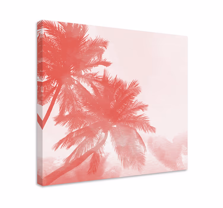 Canvas schilderij bloemen en planten palmboom omtrek - TenStickers