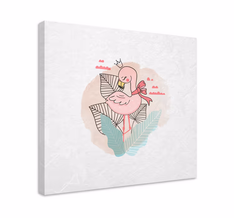 Canvas schilderij dieren flamingo met strik - TenStickers