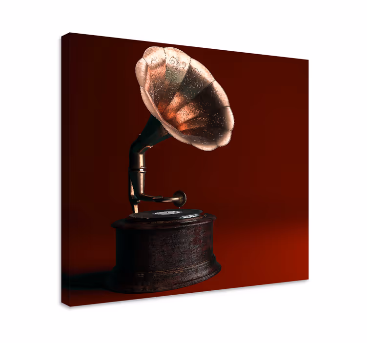 Vintage canvas schilderij klassieke grammofoon - TenStickers