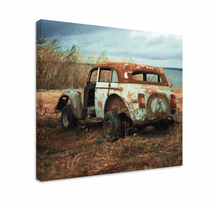 Vintage canvas schilderij roestige klassieke auto - TenStickers