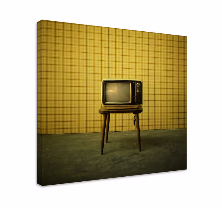 Vintage canvas schilderij retro televisie stand - TenStickers