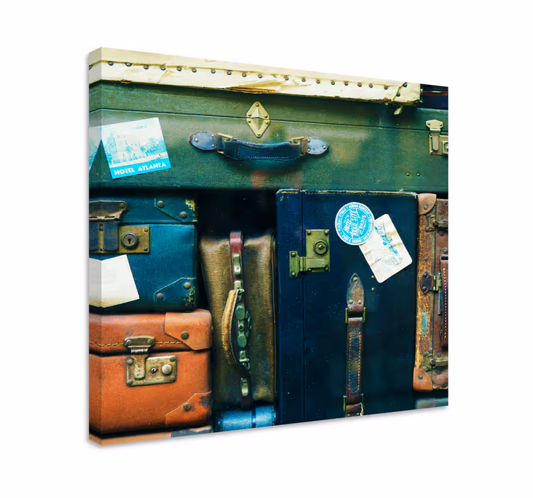 Vintage canvas schilderij reis koffers collectie - TenStickers