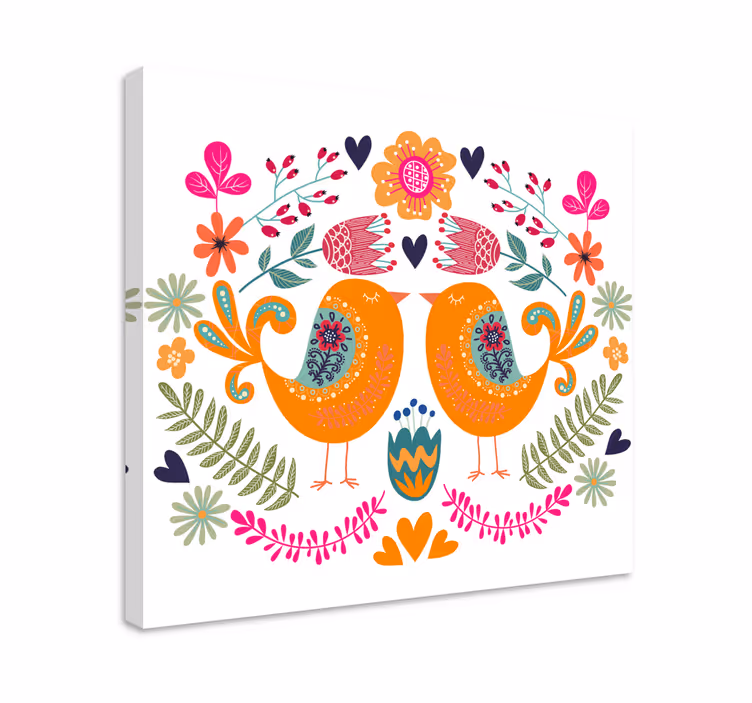 Canvas schilderij vogels love birds ontwerp - TenStickers