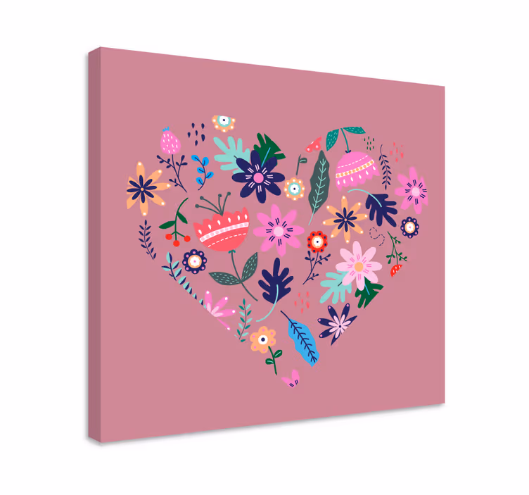 Canvas schilderij bloemen en planten hart bloemarrangement - TenStickers