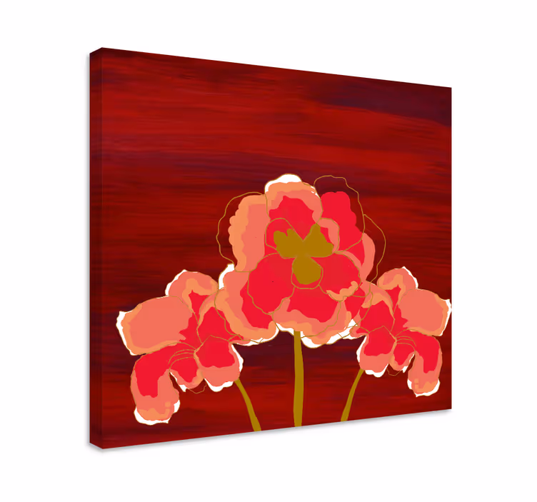 Canvas schilderij bloemen en planten vrolijk bloemen trio - TenStickers
