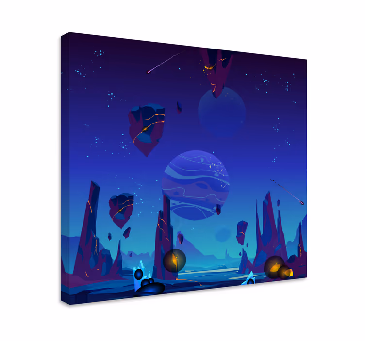 Canvas schilderij kinderen ruimtelijke avonturenscène - TenStickers