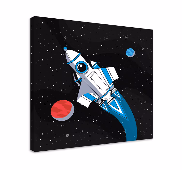 Videogames canvas schilderij rocket in de ruimte - TenStickers