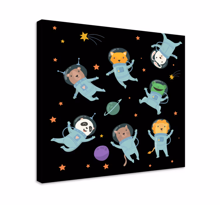 Canvas schilderij dieren kosmisch dierenavontuur - TenStickers