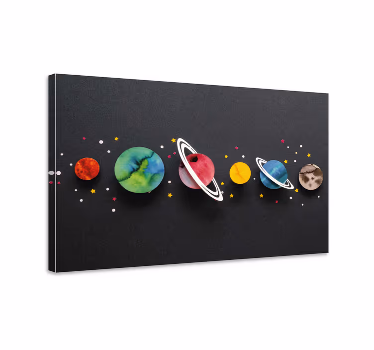 Canvas schilderij dinosaurus ruimte planeten systeem - TenStickers