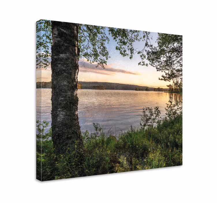 Canvas landschap vredzaam meer zonsondergang - TenStickers
