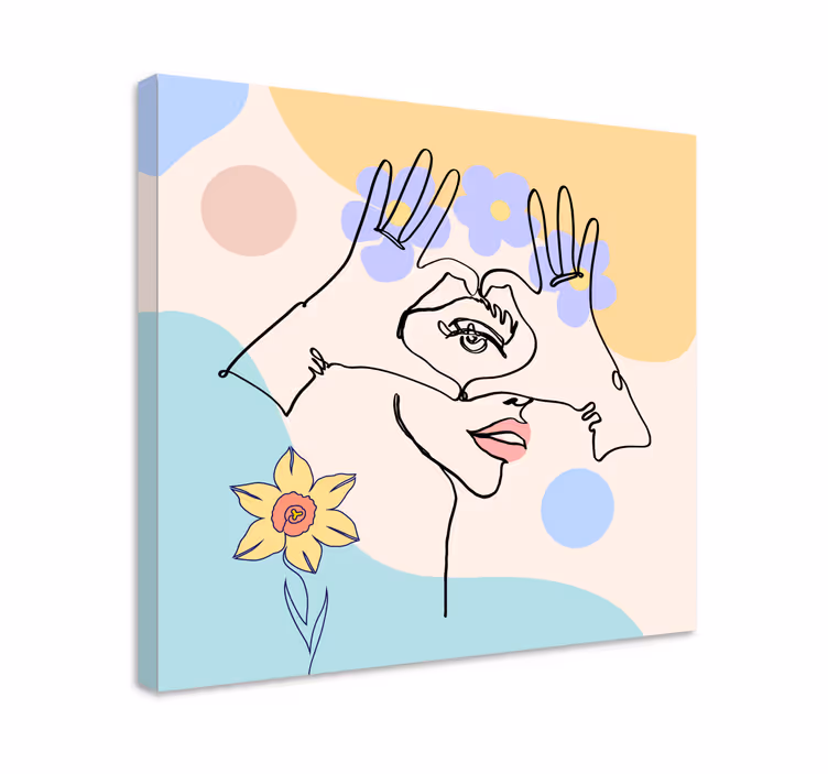 Abstract handlijnwerk Canvas schilderij kunst - TenStickers