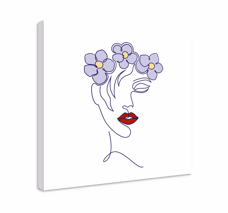 Canvas schilderij kunst elegante vrouw bloemig - TenStickers