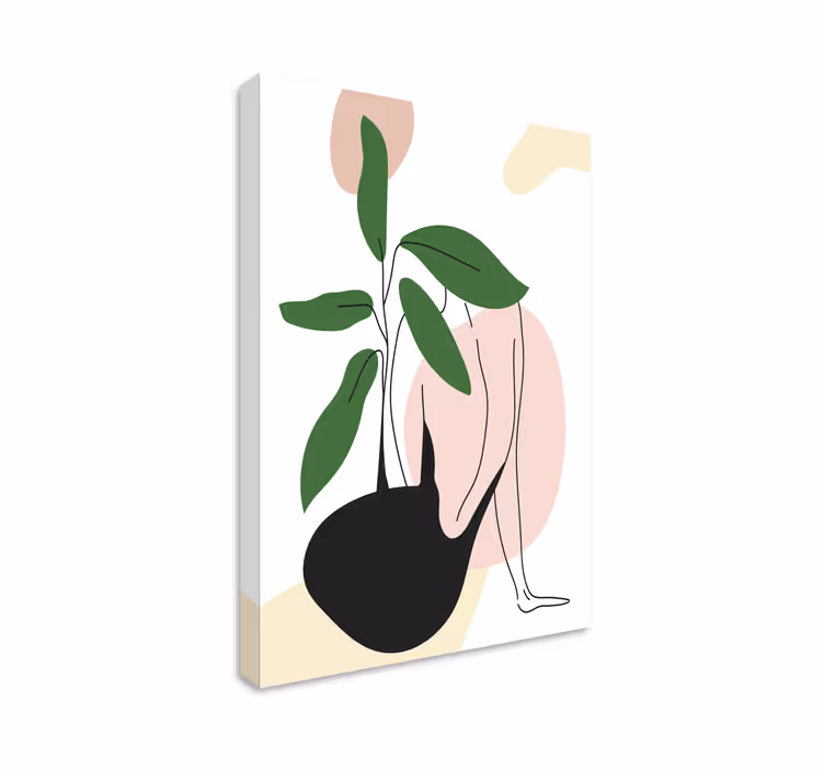 Canvas schilderij abstract vrouwelijke figuur plant - TenStickers