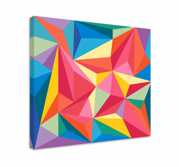 Kleurrijk driehoekspatroon Geometrisch canvas schilderij - TenStickers