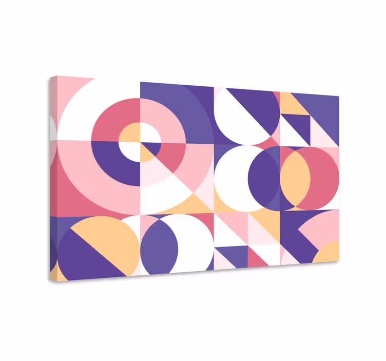 Paarse cirkels en driehoeken Geometrisch canvas schilderij - TenStickers