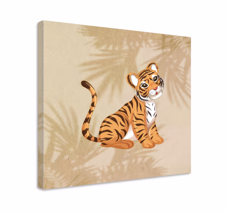 Canvas schilderij dieren schattige tijger illustratie - TenStickers