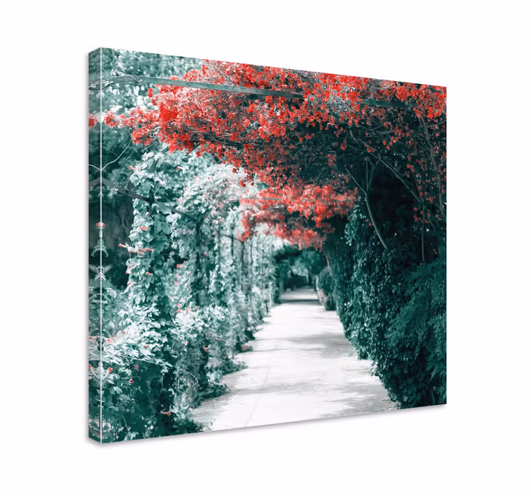 Canvas schilderij bloemen en planten levendig bloemenpad - TenStickers