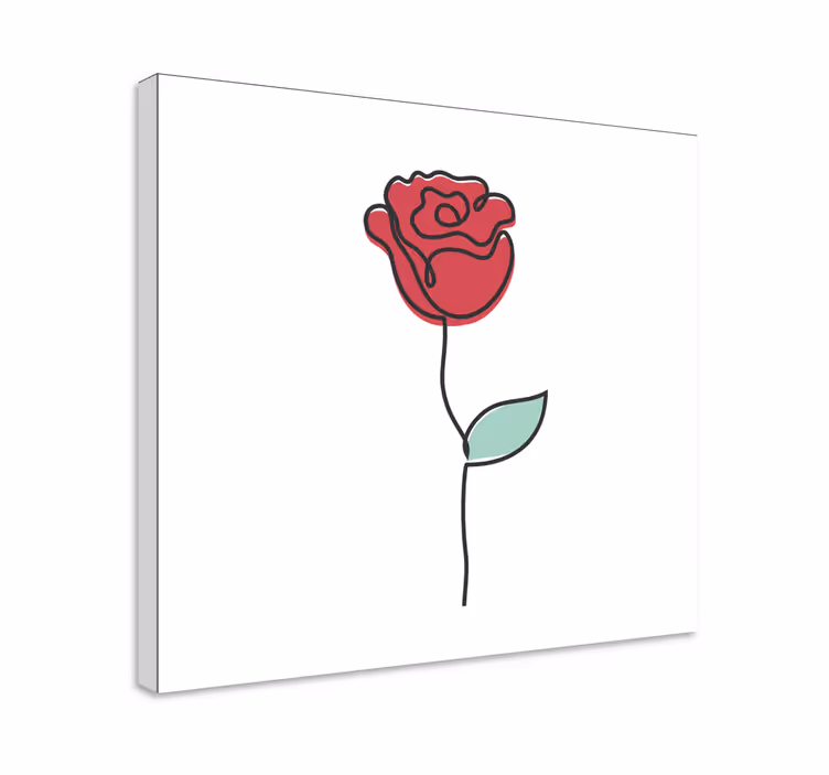 Canvas schilderij bloemen en planten elegante rode roos - TenStickers