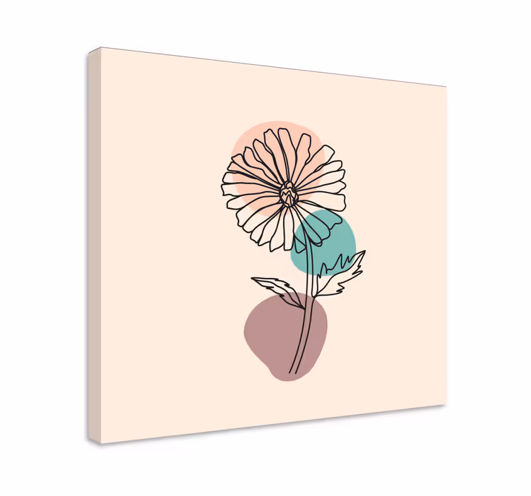 Canvas schilderij bloemen en planten enkele bloemomtrek - TenStickers